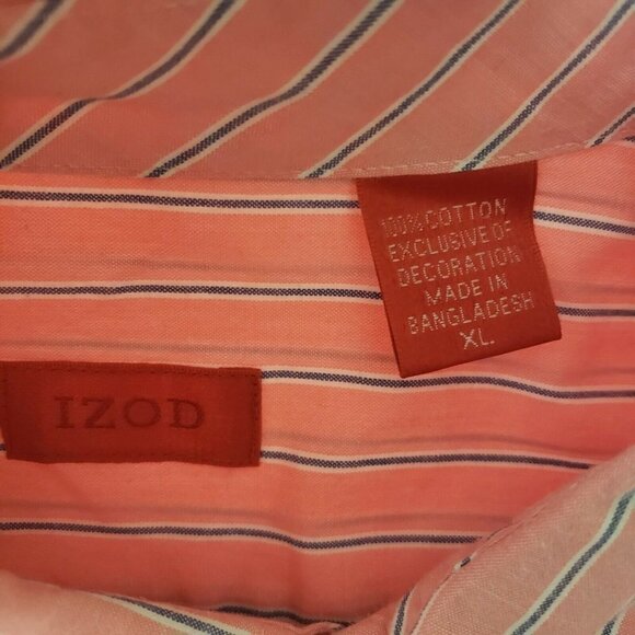 ☀ Izod Mens Pink Striped 100% Cotton Long Sleeve - Picture 3 of 6